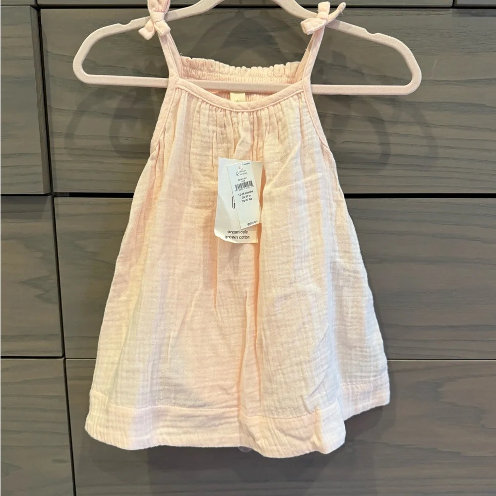 Baby Gap Girl’s Organic Cotton Gauze Tank Dress w Bloomers - 12-18 Months - Picture 3 of 9